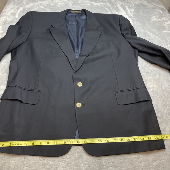 Vtg H Freeman & Son Suit Jacket‎ Blazer Mens 42L Black Wool 2 Gold Button Vented - Picture 11 of 14